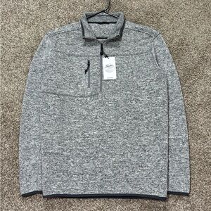 NWT SUN MOUNTAIN Men's Sweater Headwall Gray 1/4 Zip Pullover Size Large Fleece
